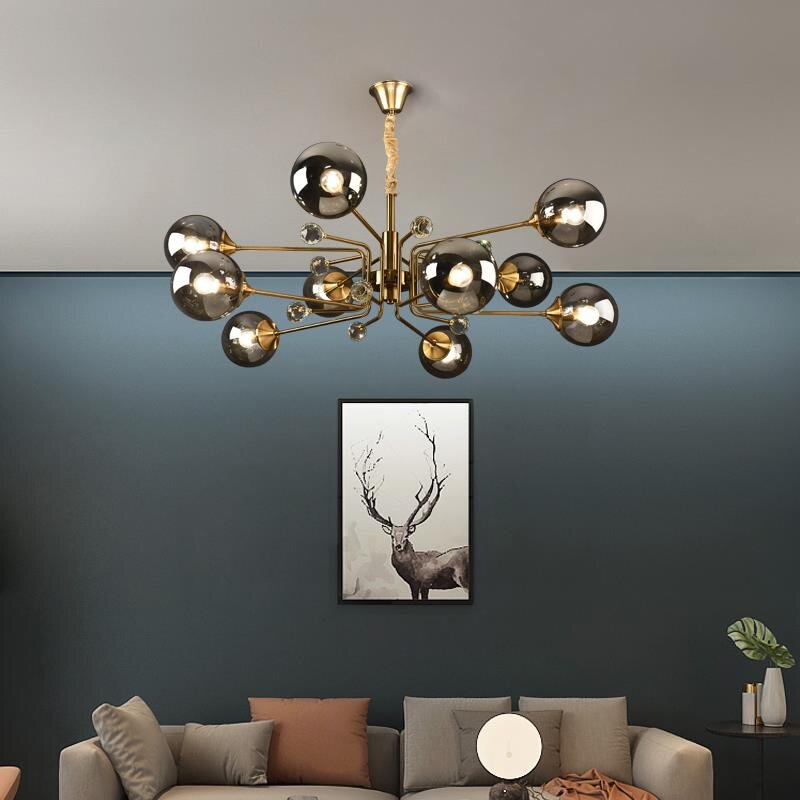 Lámpara de bola de cristal de lujo para sala de estar, accesorios de decoración de Interior de Hotel, Loft, Bar, nórdico, moderno