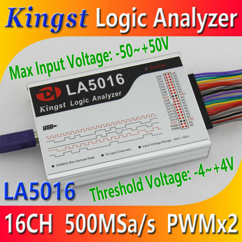 Kingst-Analizador lógico LA5016 USB, velocidad máxima de muestreo de 500M, 16 canales, muestras 10B, MCU, herramienta de depuración FPGA, software en inglés