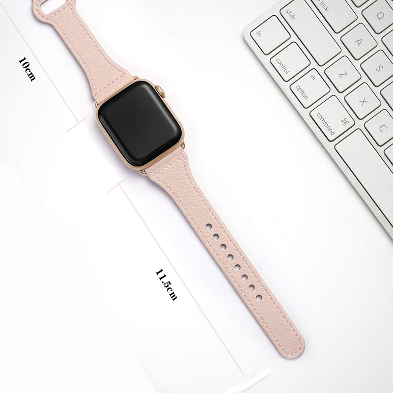 Echt Leer Loop Strap Voor Apple Horloge Band 38Mm 40Mm 44Mm 42Mm Iwatch 6/Se/5/4/3/2/1 Slim Armband Wristbelt Accessoires