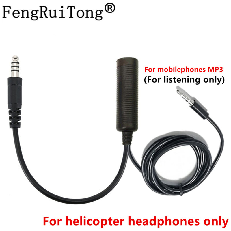 Adaptor Headset Penerbangan Hanya untuk Headphone Helikopter, dengan Kabel Yang Menghubungkan Ponsel MP3 dan 3.5Mm (Hanya untuk Mendengarkan)