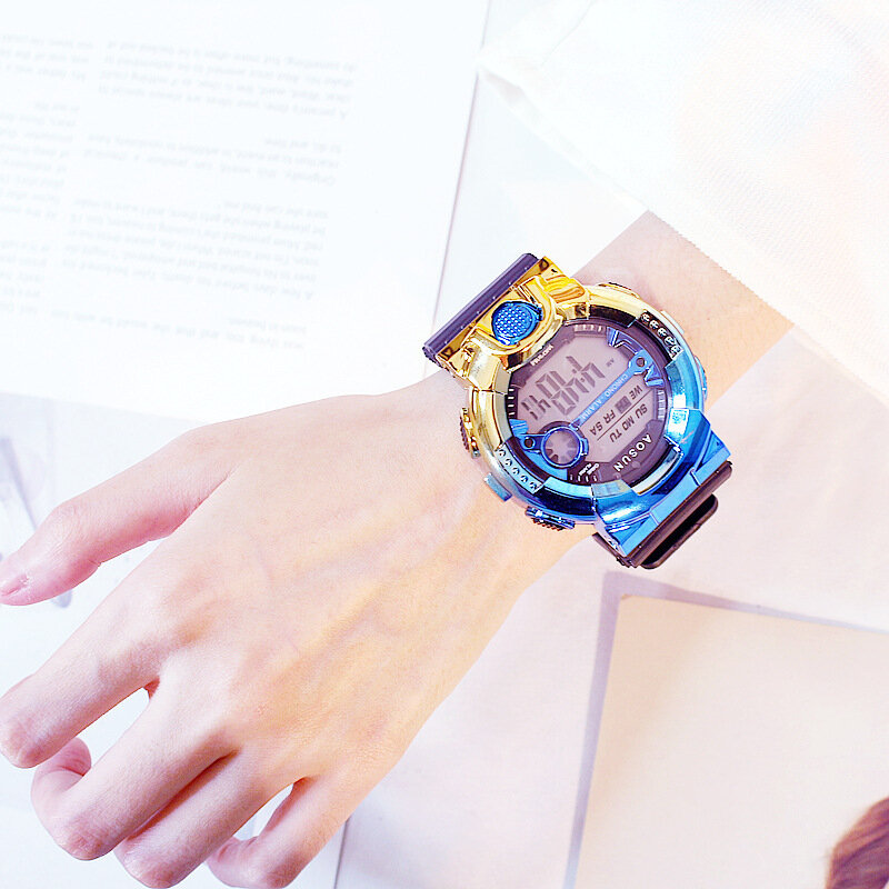 เด็กนาฬิกาLEDดิจิตอลสัปดาห์จอแสดงผลBoyกีฬานาฬิกาส่องสว่างกันน้ำสีชมพูนาฬิกาวันเกิดของขวัญ