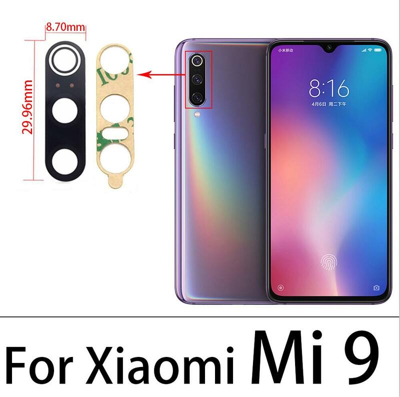 Новый протестированный стеклянный чехол для объектива камеры заднего вида с держателем рамы с наклейкой Замена для Xiaomi Mi 9 Mi 9 Se 12 11 Mi 8 Lite