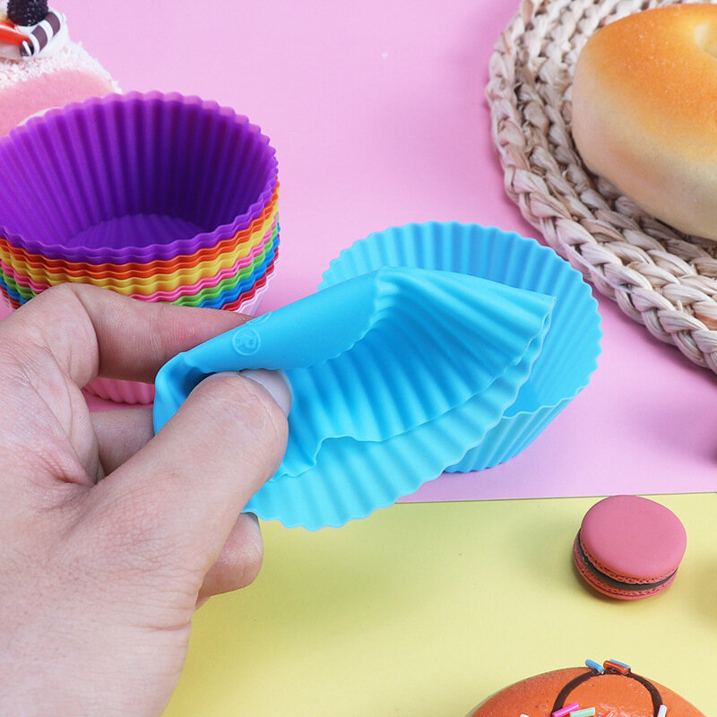 Làm Bánh Dẻo Silicone Muffin Ly Tròn Bánh Cốc Tự Làm Khuôn Nướng Bánh Cao Nhiệt Độ Hộ Gia Đình Trứng Tart Lò Nướng Dụng Cụ