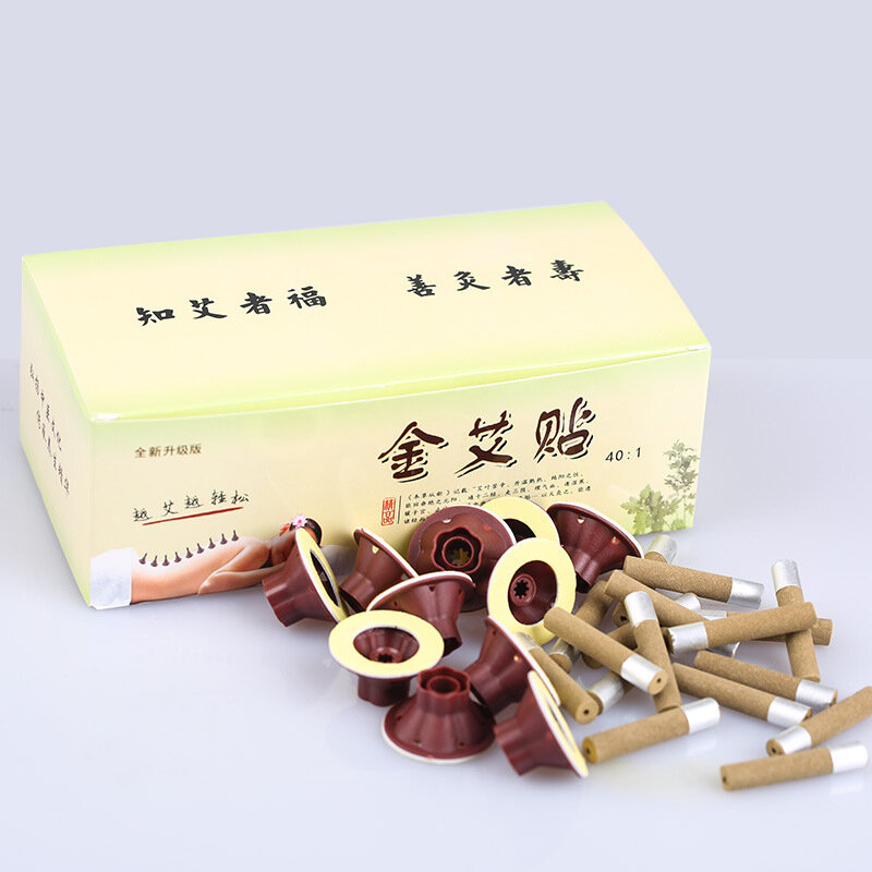 50Pcs Moxibustion Rohr Paste Moxa Selbst-stick Beifuß Kerze Therapie Heizung Akupunktur Meridian Massage Warme Körper Massager