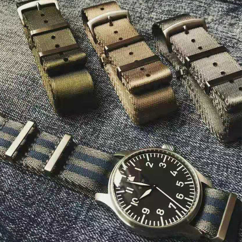 Premium Qualität Fischgräten 20mm 22mm Sicherheitsgurt Uhr Band Nylon Nato armband Für 007 James Bond Military Gestreiften Ersatz uhr