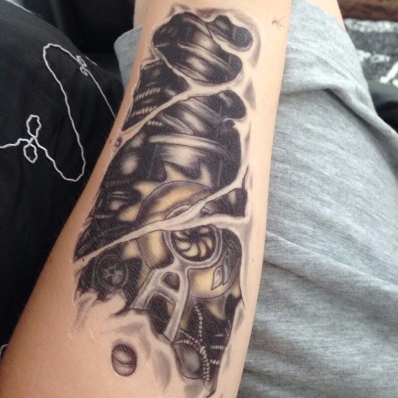Водостойкая Временная тату-наклейка s Механический дизайн руки большая тату-наклейка красивый человек 3D татуировка, рука робота