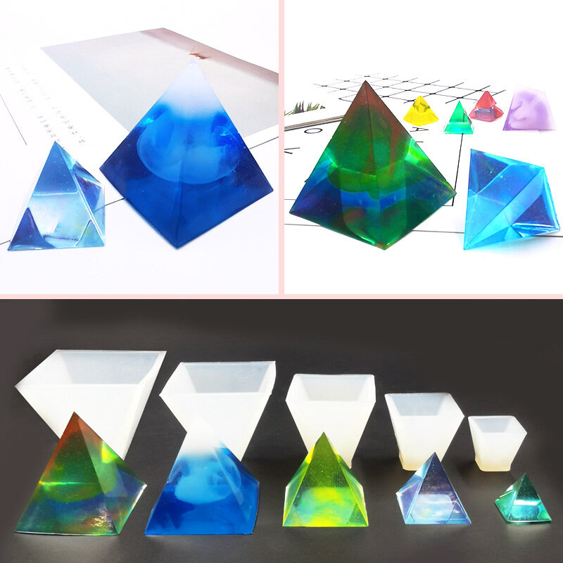 Fai da te 20mm-60mm piramide cristallo resina epossidica stampo piramide triangolo sabbie mobili stampo in Silicone