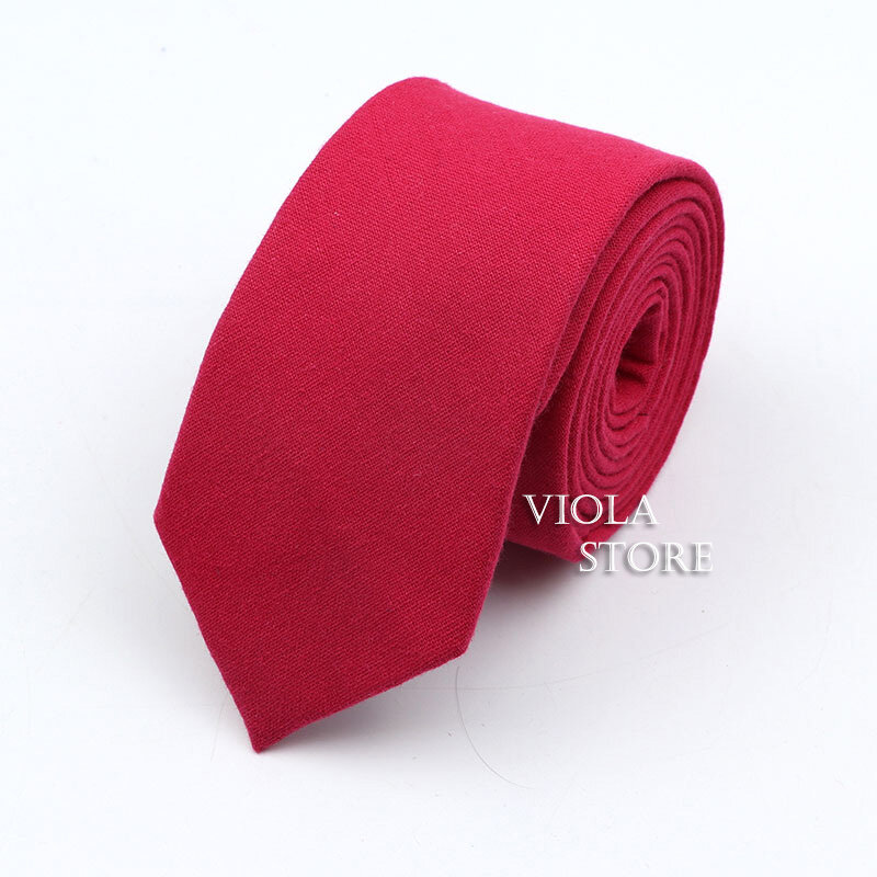Corbata de algodón suave de colores sólidos para hombre, rosa roja, corbata estrecha para hombre, traje de fiesta de boda, regalo de esmoquin, accesorios de camisa, 6cm