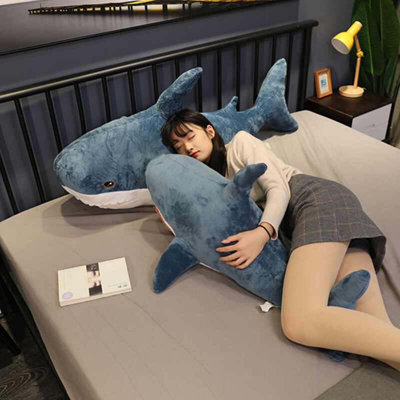 80/100/140cm tamanho grande brinquedo macio tubarão pelúcia brinquedos de pelúcia brinquedos de dormir bonito travesseiro almofada animal de pelúcia presente para crianças