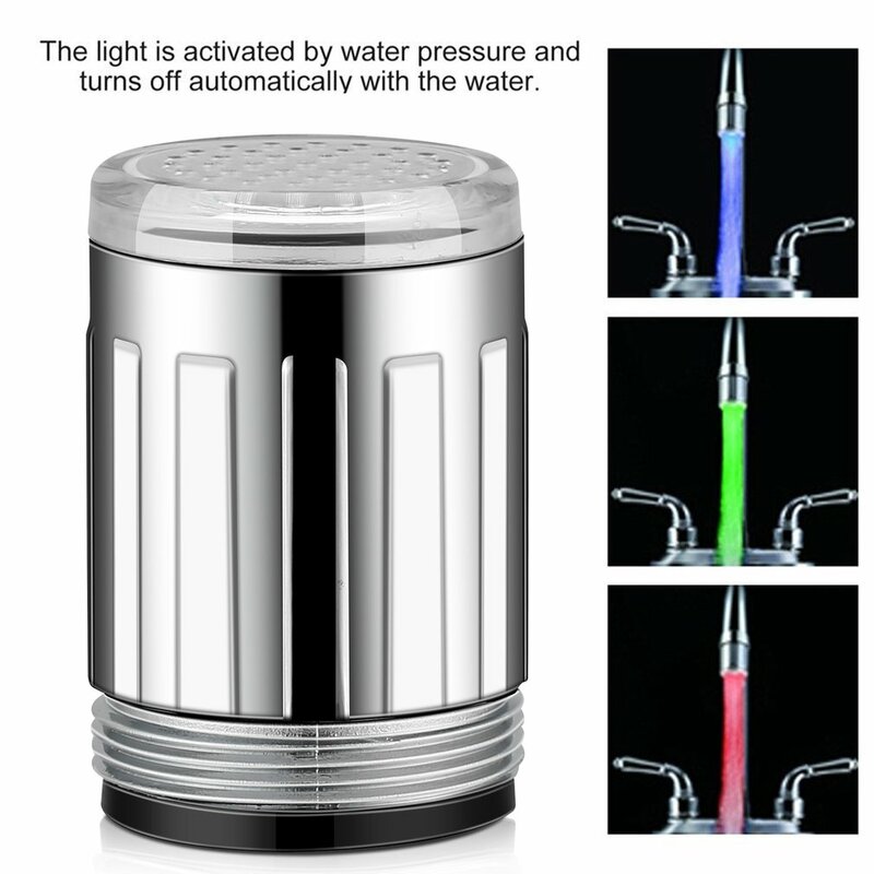 7 farbe RGB Bunte LED Licht Wasser Leuchten Wasserhahn Ändern Leuchten Küche Dusche Wasserhahn Wasser Sparen Leucht Wasserhahn Düse Dusche