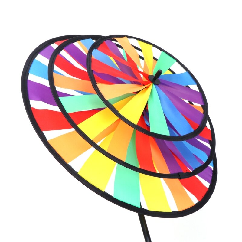 Moinho de vento colorido do arco-íris, brinquedo infantil de desenho animado fofo de vento q0mb