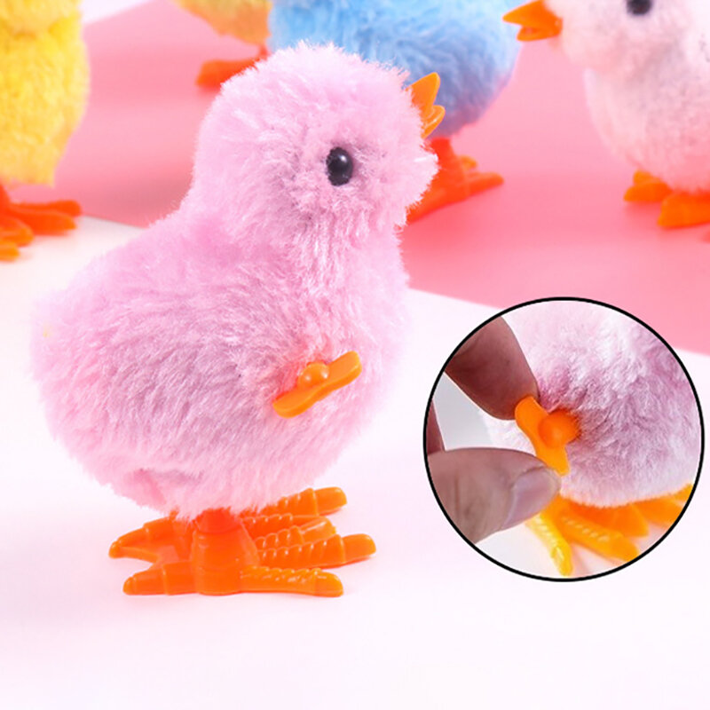 Plastic Jumping and Walking Chicks para crianças, Cute Plush, Wind Up, Chicken, Baby Clockwork Toys, Educational Gift, 1Pc