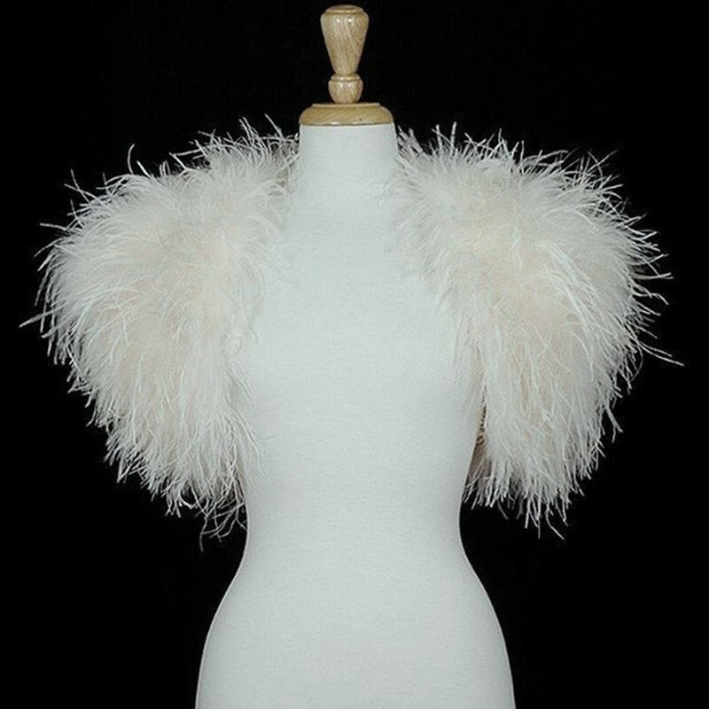 Jaket Bulu Burung Unta Asli 100% Gaun Malam Wanita Syal Pembungkus Pengiring Pengantin Gaun Pernikahan Brial Bolero