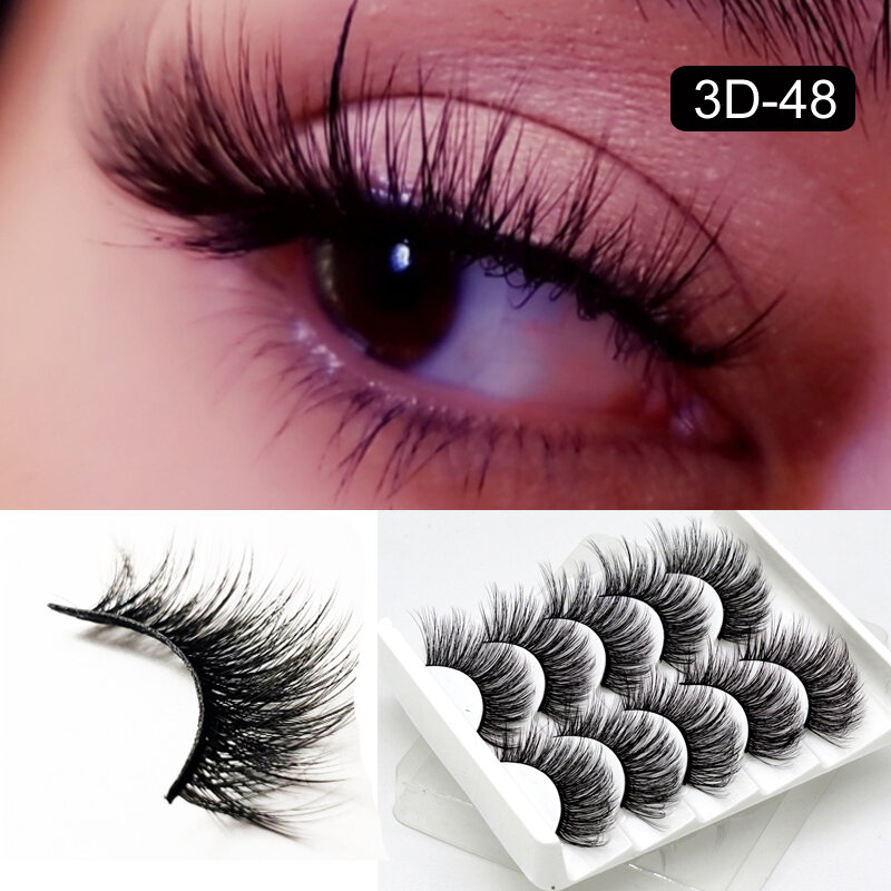 5 Packs False Eyelashes Extension Faux Cils 3D Mink Lashes Long Thick 15mm Natural Eye Lash Makeup Tools Wispy Lashes Wholesale