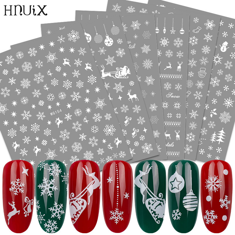 1 Buah Stiker untuk Natal Kuku Decals Kepingan Salju Amplop Natal Manusia Salju Dekorasi untuk Musim Dingin Kuku Manikur Alat