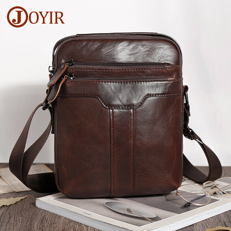 Joyir-男性用の本革ショルダーバッグ,カジュアルな小さなメッセンジャーバッグ,iPad用のファッショナブルな牛革クロスオーバーバッグ,9.7インチの高級ハンドバッグ