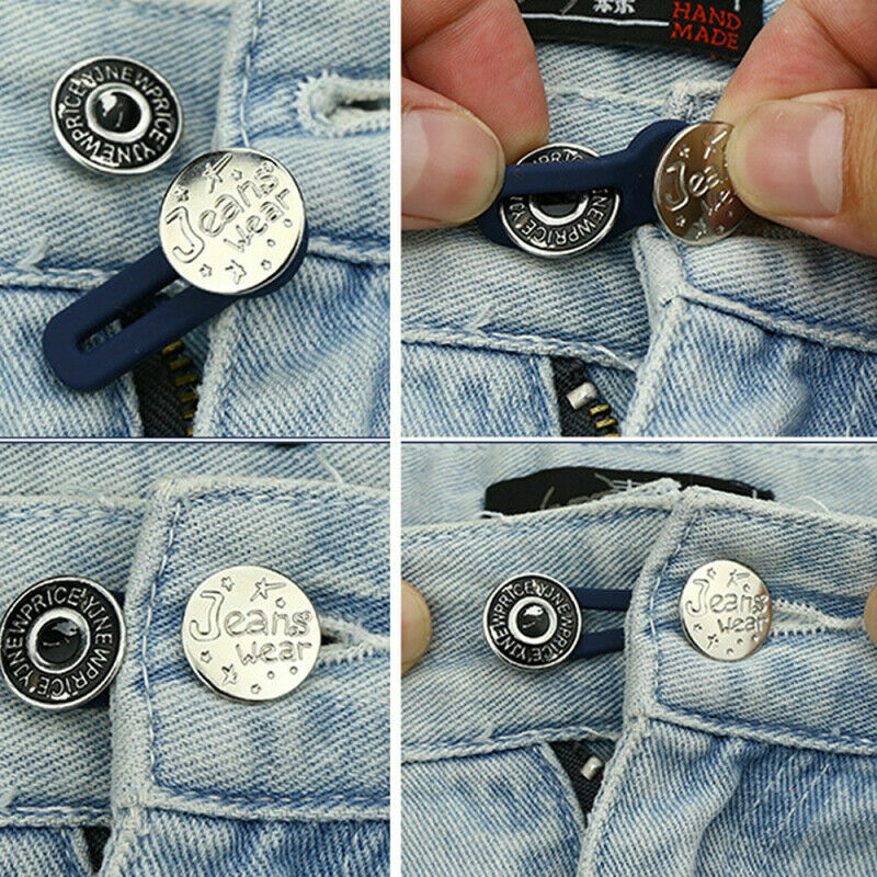 Ditarik Logam Gesper Tombol untuk Pakaian Jeans Yang Dapat Disesuaikan Ukuran Pinggang Meningkatkan Pinggang Pengikat Jangka Tombol