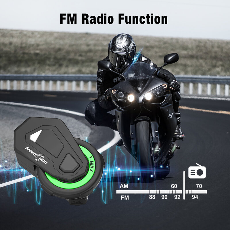 FreedConn-T MAX M Capacete Intercom, impermeável Bluetooth 5.0, Headset Música, Fone de ouvido FM Moto, 2 em 1 fone de ouvido