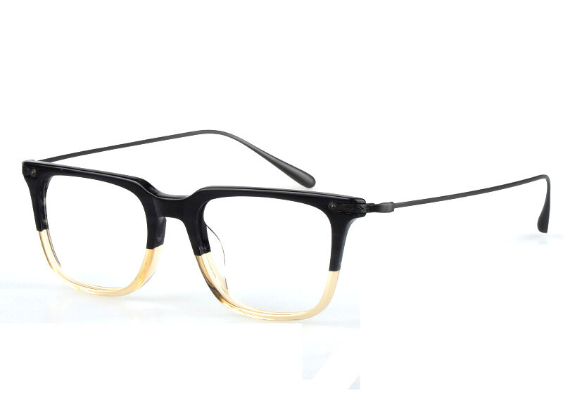 Occhiali da vista Retro occhiali in titanio puro gamba colore abbinato occhiali da uomo alla moda montatura grande di alta qualità
