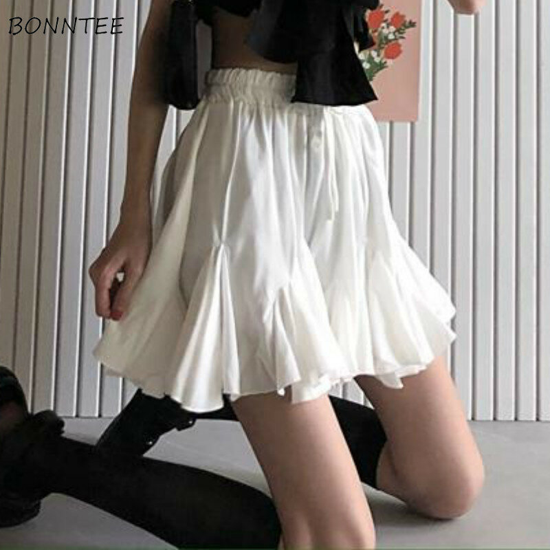 Minigonne donna solido minimalista impero tempo libero estate All-match elegante studente stile coreano elegante Streetwear Chic College