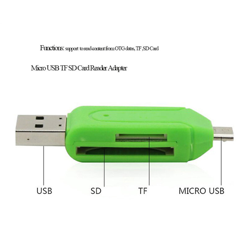 Adaptador Universal de lector de tarjetas Micro USB, lector de tarjetas de memoria OTG, 2 en 1, 2,0, para pc, teléfono, ordenador portátil, 1 unidad