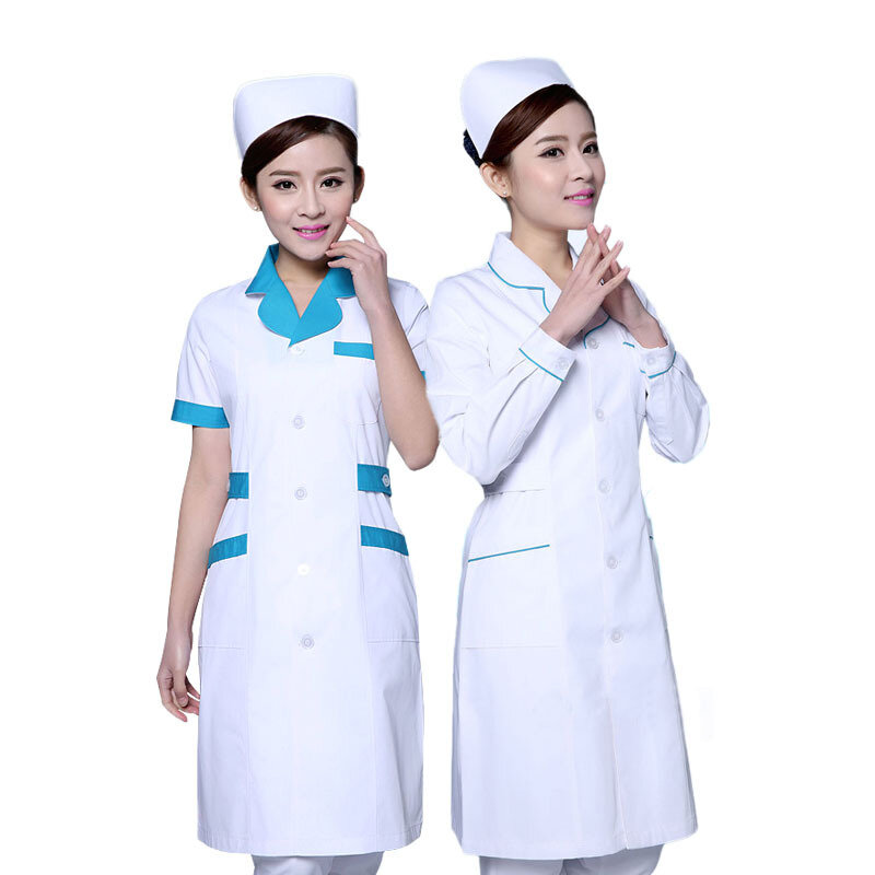 Casaco de laboratório branco de manga comprida, uniforme de enfermeira, médico feminino espessado, manga curta, verão, slim, hospital, farmácia, roupa de trabalho