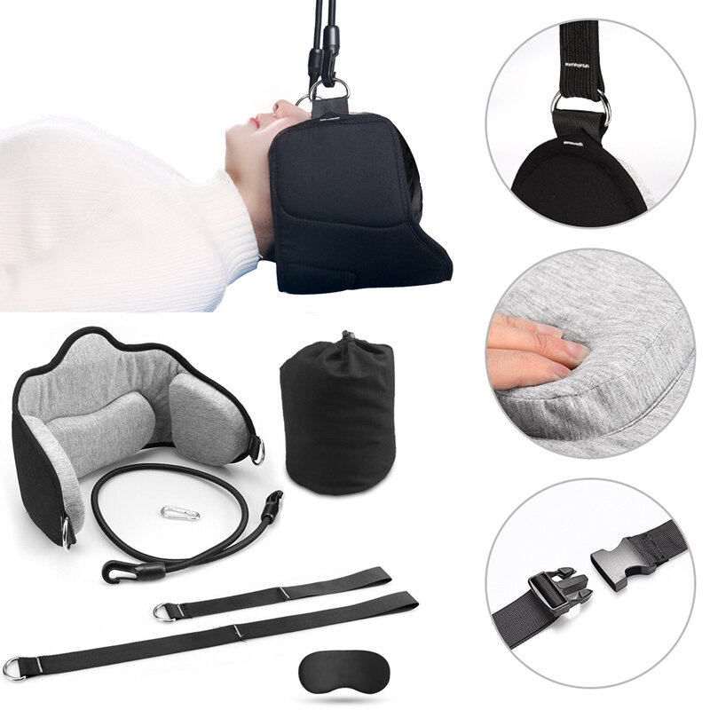 Портативный комплект гамака для шеи для взрослых, домашний офис, снимает усталость позвонков, носилки, подушка с эффектом памяти, маска для ...