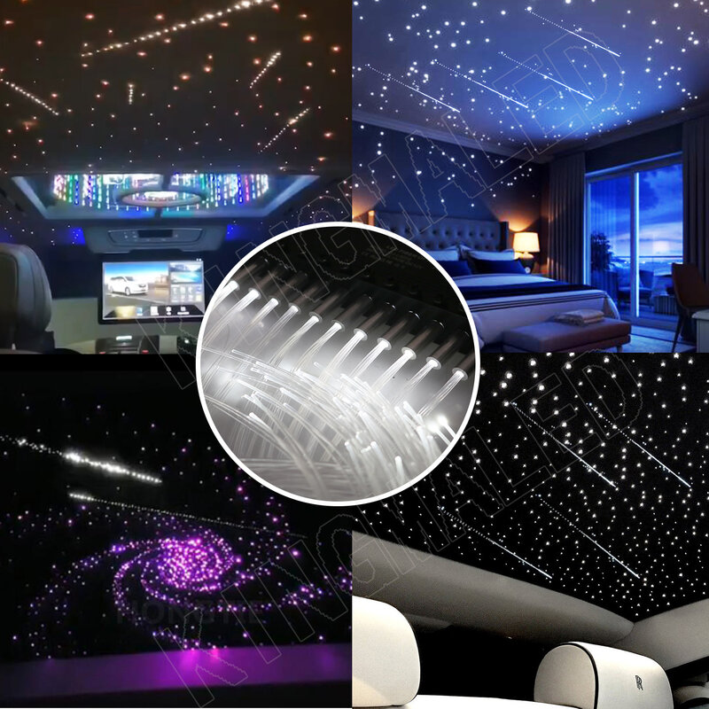 Kit de luz de techo de estrella de fibra óptica centelleante de doble cabeza, 16W, 3-4M, aplicación Bluetooth inteligente, Control de música, meteorito de disparo