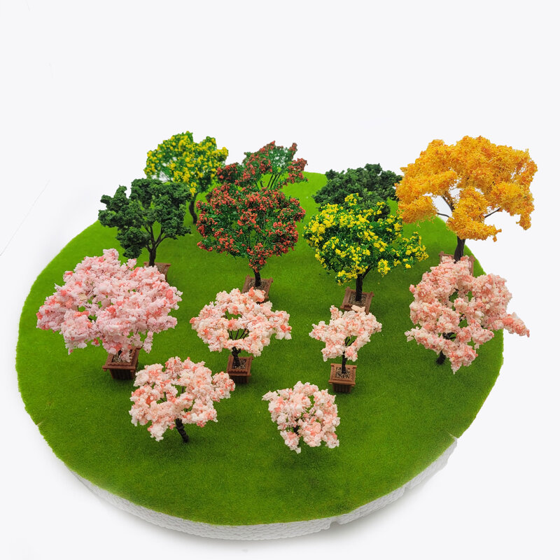 Escala HO de árbol de flores en miniatura, Paisaje en miniatura de patio, película, animación, Material de escena, fotografía, bricolaje, mesa de arena, 2 uds.