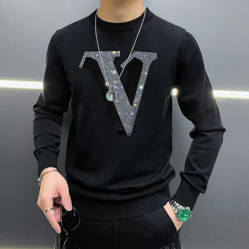 Disesuaikan Kualitas Tinggi Kasmir Hangat Pria Sweater Kebugaran Korea Sederhana Rajutan Original Tops