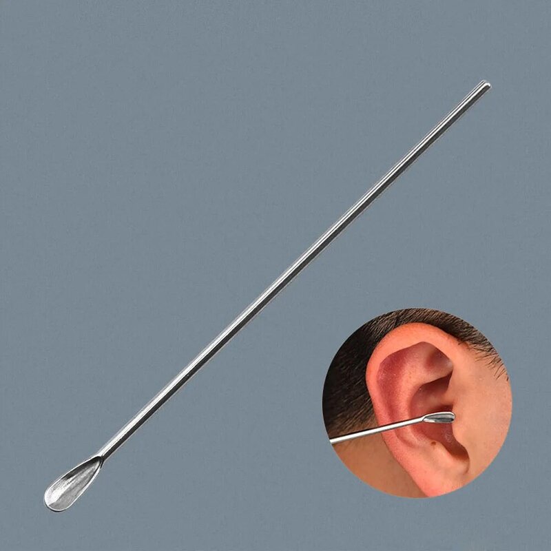 Colher para depilação portátil de orelha, 6 60 °, espiral para limpeza de ouvidos, removedor de cera de ouvido, limpador de aço inoxidável, ferramentas de beleza para cuidados com o ouvido