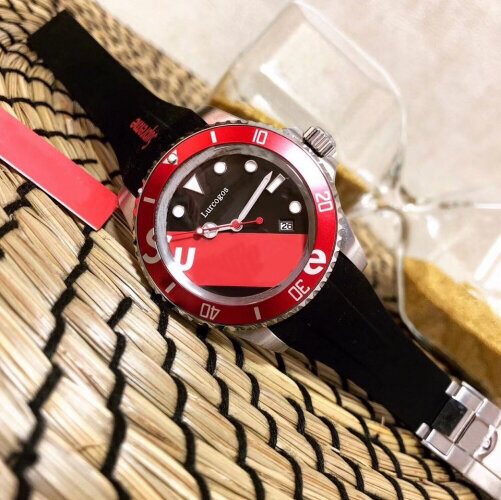Neworignal clasp mensubwatchred rubber strap ceramic bezel 12800 sea-dweller automaticglide smooth second handself-winding watch