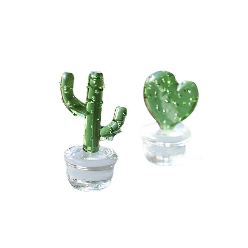 Vidrio de Murano hecho a mano, figuritas de Cactus, adornos artesanales de escritorio, creativo, colorido, planta en miniatura para decoración del hogar