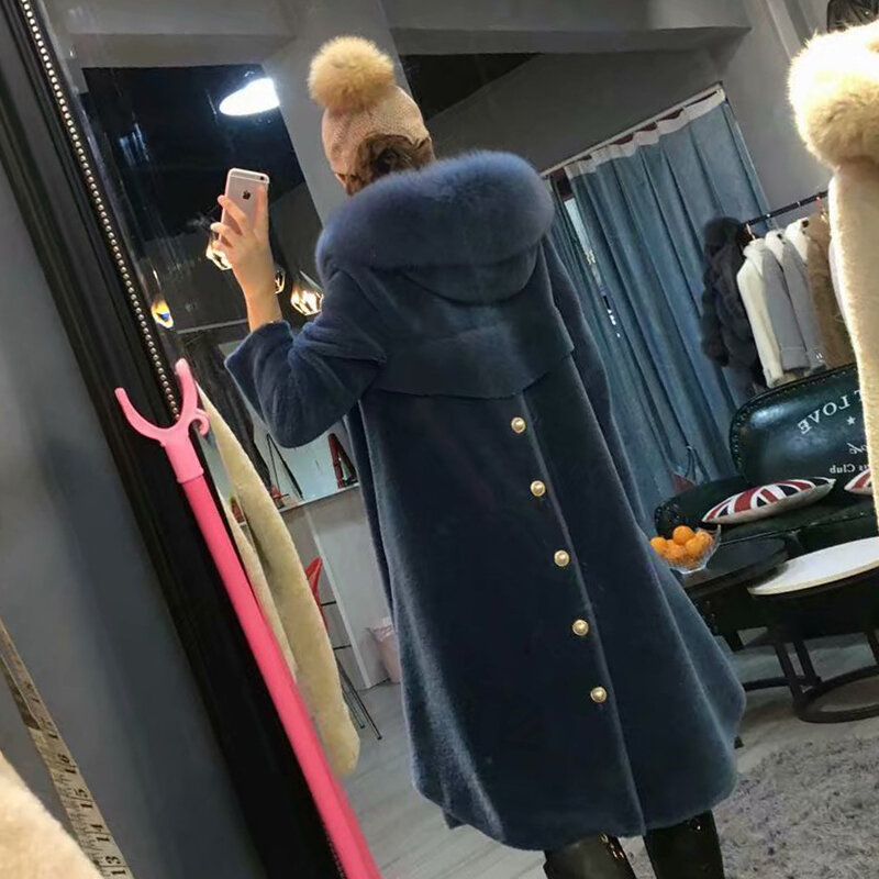 Женское зимнее пальто с натуральным мехом, Женское пальто с воротником из лисьего меха, шерстяное пальто 100%, замшевые кожаные куртки MY4435 s