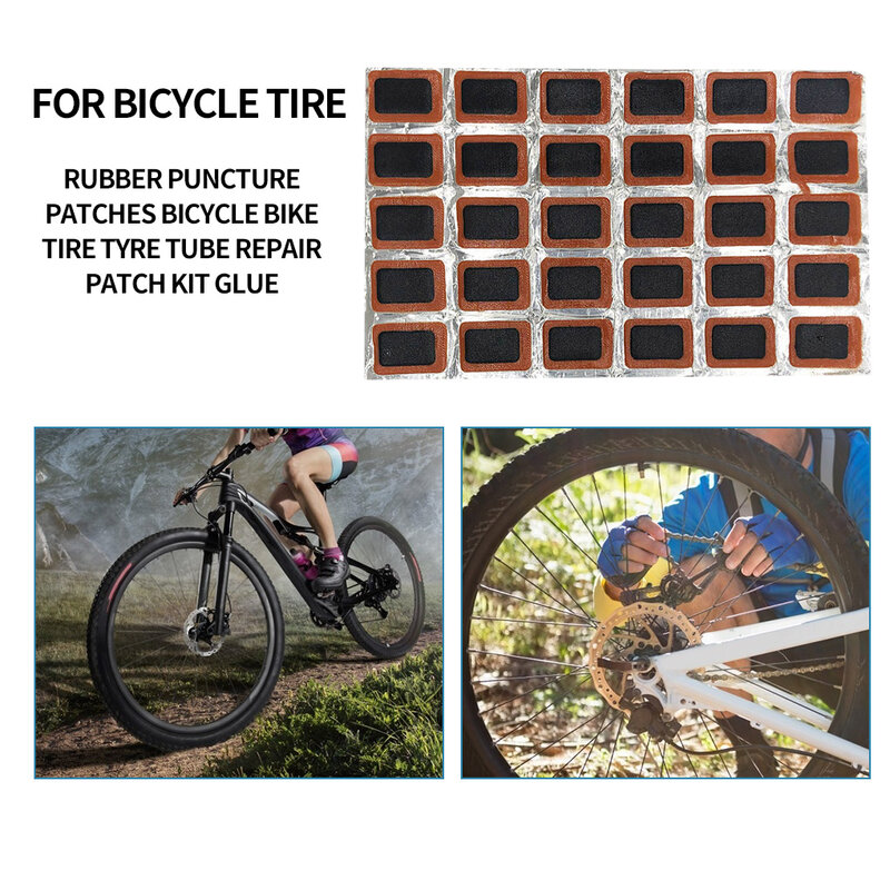 원형 및 사각형 고무 자전거 타이어 패치, 사이클 수리 도구, 내부 튜브 펑크 수리 도구, 48PCs, 25mm
