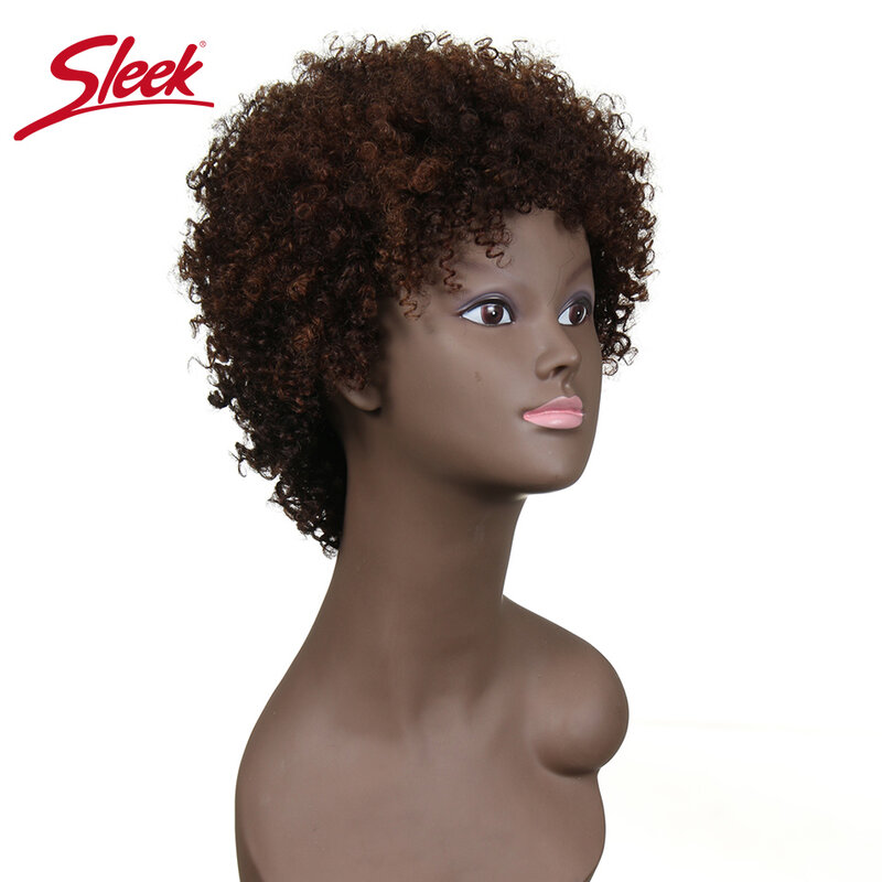 Pelucas de cabello humano Natural elegante para mujeres negras, paquete de tejido rizado Afro brasileño, pelo corto Remy hecho a máquina