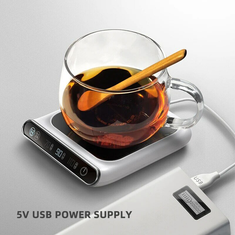 스마트 홈용 USB 가열 컵 받침 전기 트레이, 커피 차 음료 워머, 3 단계 일정한 조절