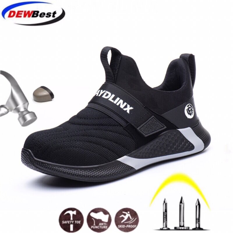 Nova malha respirável sapatos de trabalho de segurança homem luz sapatilha indestrutível aço toe macio anti-piercing botas de trabalho mais tamanho