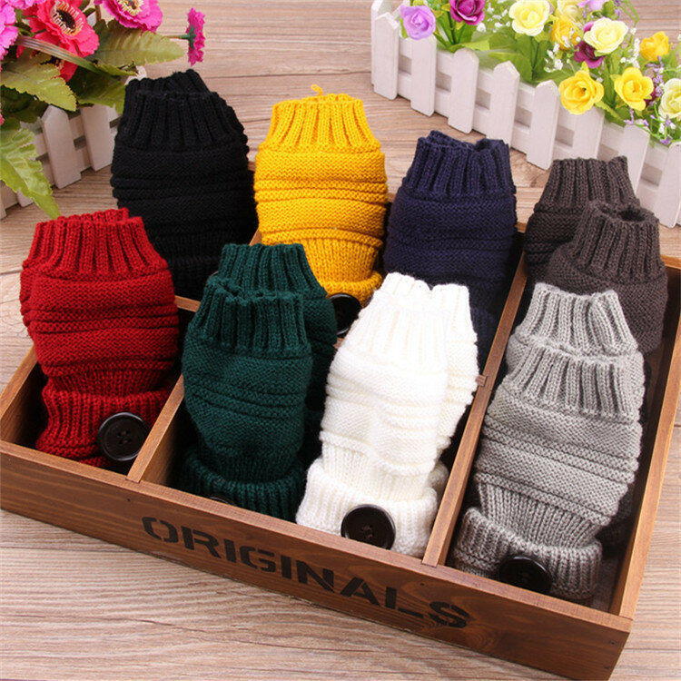 Button gloves in autumn and winter women riding half finger touch screen sleeve wool knitting warm winter couple