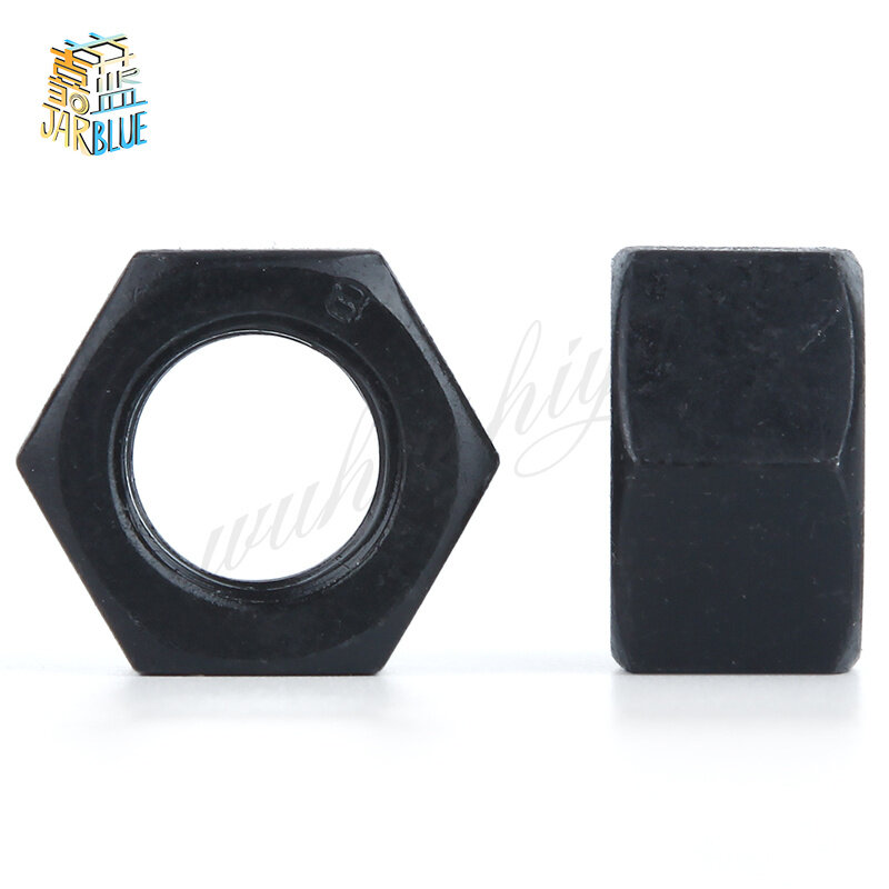 Tuercas hexagonales de acero al carbono negro, grado 100, M2, M2.5, M3, M4, M5, M6, DIN934, 50/8,8 unidades