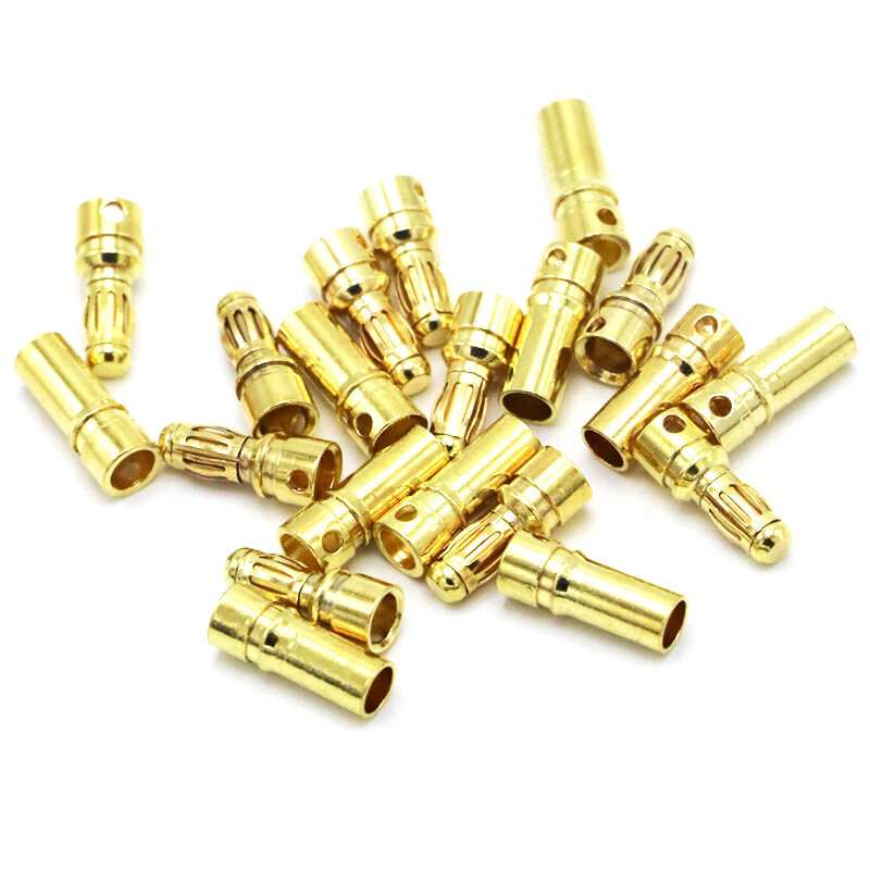 20 / 40pcs 3.5mm Gold Bullet Banana Connector Plug For RC ESC Battery Motor RC Drone Airplane Cat Boat (10/20 pair)