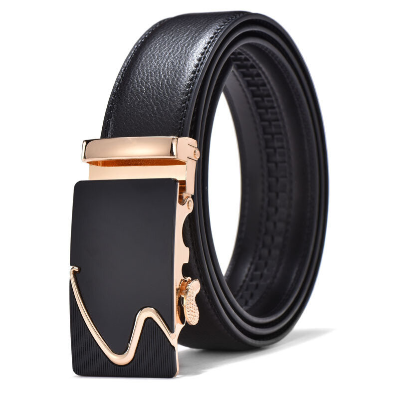 Cinturón de cuero con hebilla automática para hombre, cinturones de lujo de 3,5 cm, marca famosa, nuevo diseñador