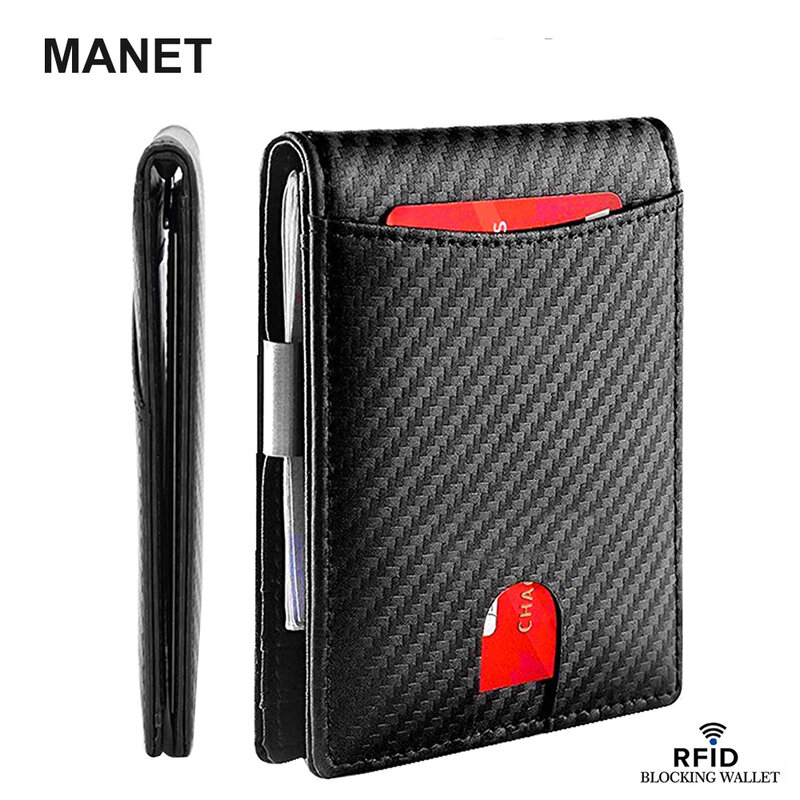 MANET-Mini tarjetero Rfid Vintage para hombre, Cartera de lujo para tarjetas de crédito, billetera corta y delgada, kartentui