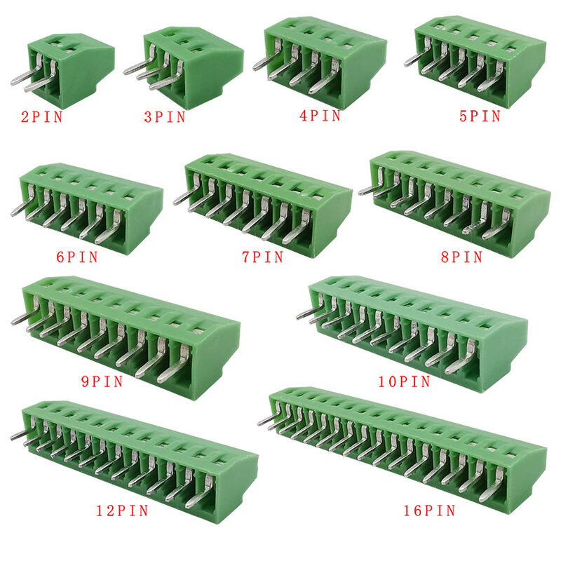 2,54 mm/0,1" Pitch PCB Parafuso Conector do Bloco Terminal 2P 3P 4P 5P 6P 7P 8P 9P 10P 12P 16Pin Terminais 150V 6A para cabo 26-18AWG