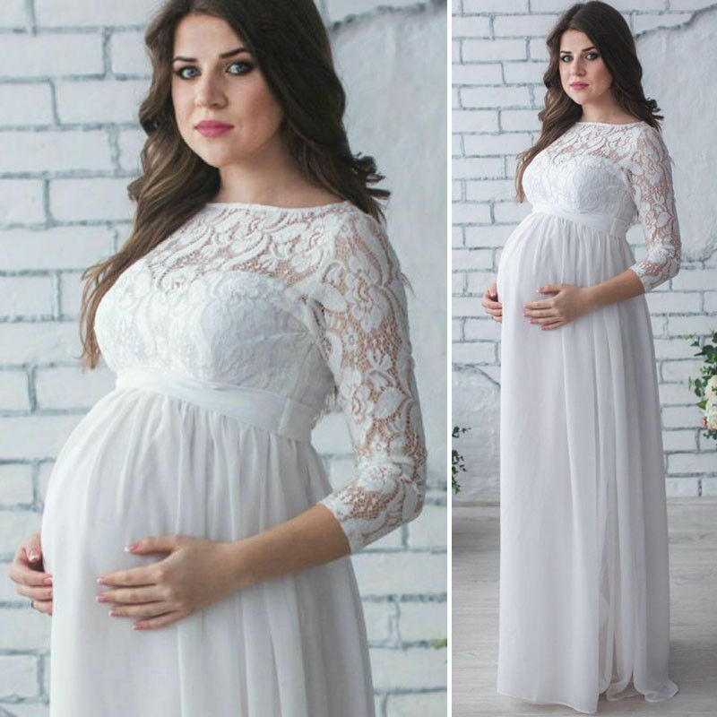 Puococo ciężarna sukienka dla matki fotografia ciążowa rekwizyty kobiety ubrania ciążowe koronkowa sukienka dla ciężarnych sesja zdjęciowa odzież