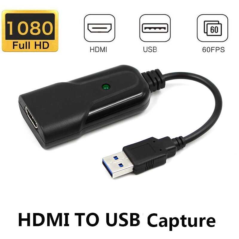 1080p Video Capture Card Convenient Compact HDMI to USB 60fps Game Capture Card for Recording Live Streaming Grabber