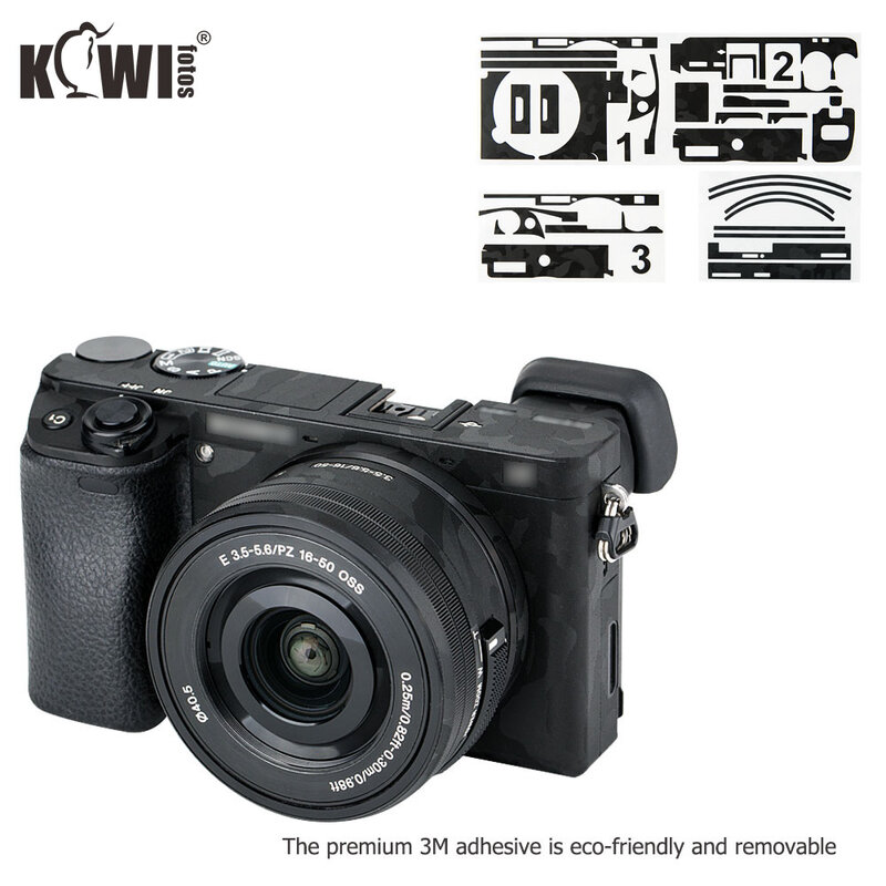Kiwifotos-Película protectora de la cubierta de la piel del cuerpo de la Cámara antiarañazos para Sony Alpha A6100 A6300 A6400 + SELP1650 16-50mm Lens 3M Sticker