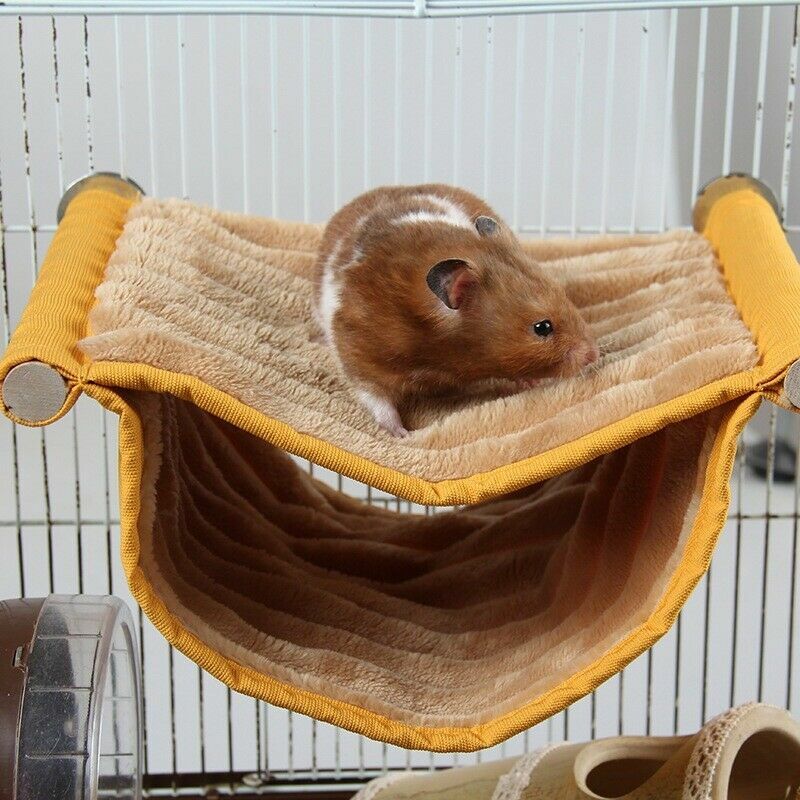 Dupla camada respirável hamster pendurado cama chinchila rede gaiola malha cama quente pelúcia esteira de cama pequenos animais acessórios gaiolas