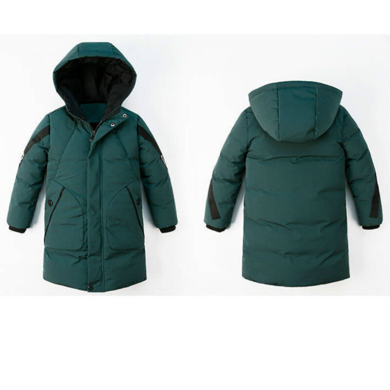 Зима 2020, новый теплый пуховик для мальчиков, детская модная повседневная верхняя одежда с капюшоном, детские пальто, длинное хлопковое паль...