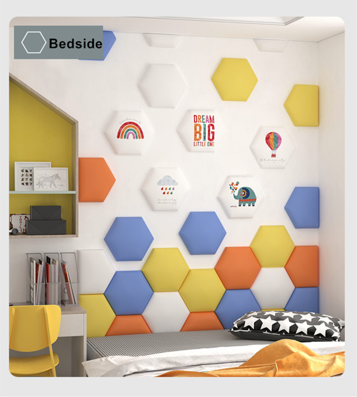 Hexagon Bed Headboards Soft Pack Wall Sticker Self-adhesive Backdrop Wall Decor Cabeceros Tatami Kids Anti-Collision Tete De Lit